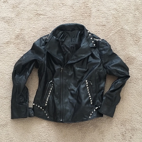 Daisy Fuentes Jackets & Blazers - Leather Studded Black Jacket